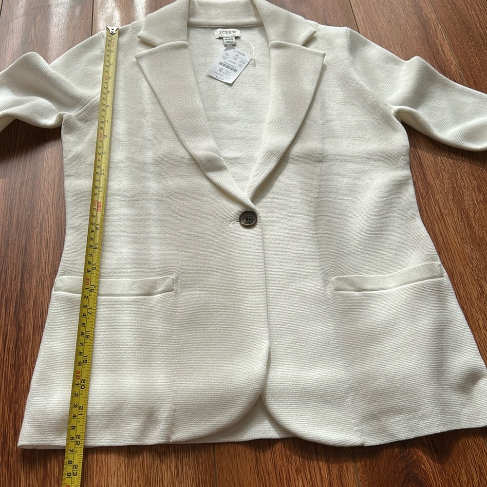 J. Crew 100% Cotton Schoolboy Sweater Blazer Ivory (Off-White) Petite XSP NWT - Picture 8 of 10